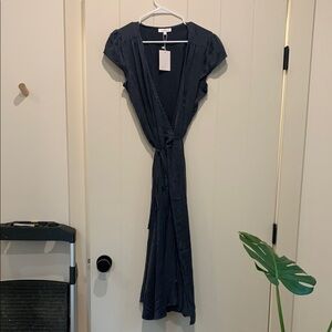 Doyenne - 100% Silk - Navy Wrap Dress